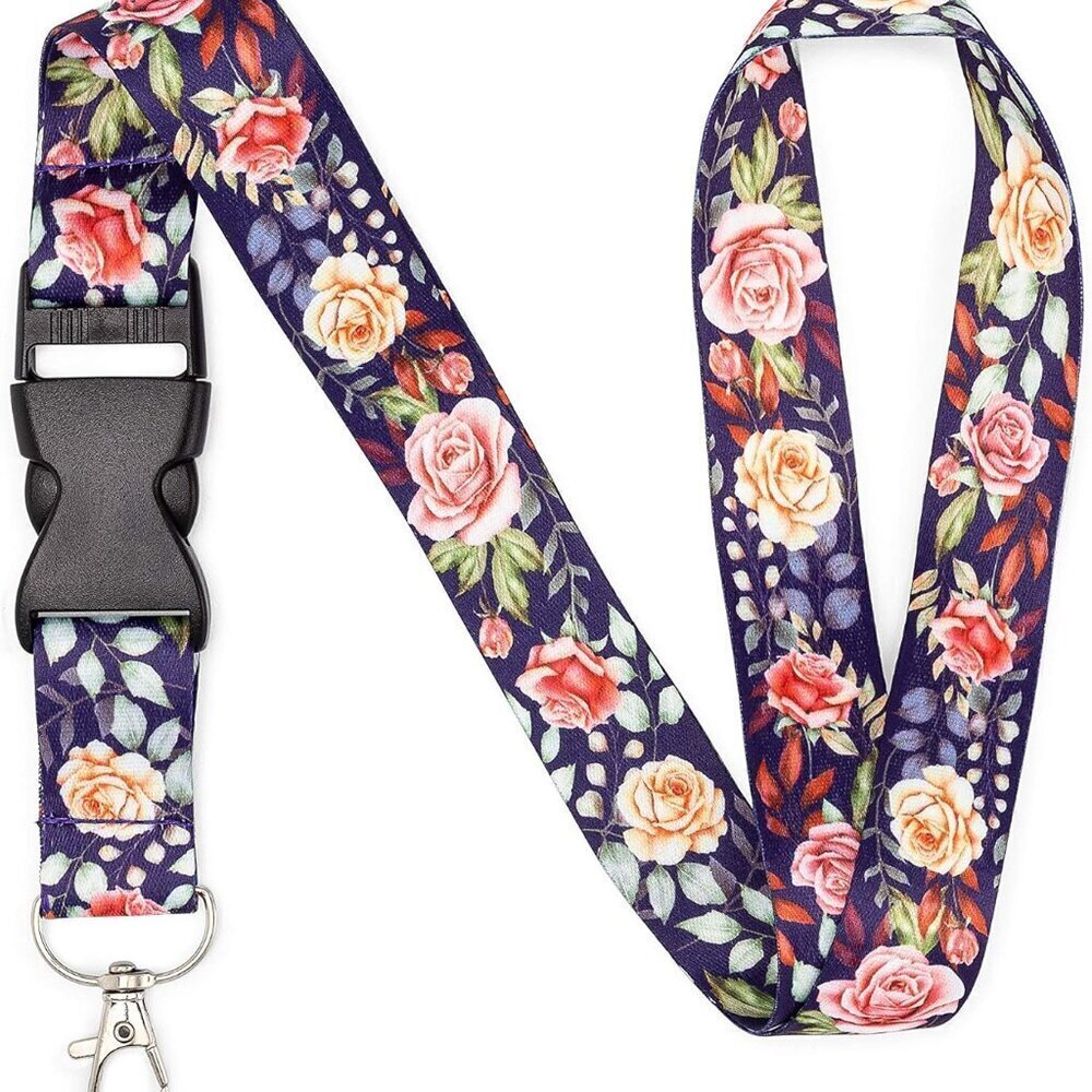 Floral Neck Lanyard for Women with Metal Clasp and Detachable Buckle - Office